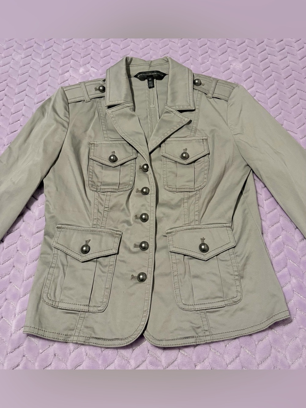 White House Black Market Grey Khaki Utility Jacket